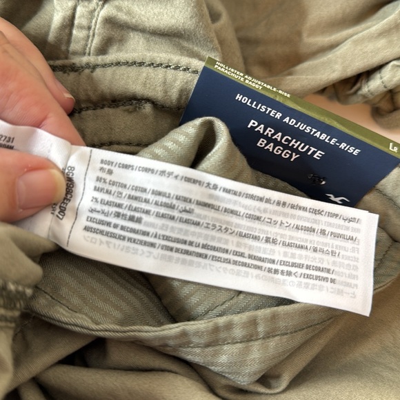 Hollister Adjustable Rise Parachute Baggy Pants Army Green Large - Picture 12 of 15